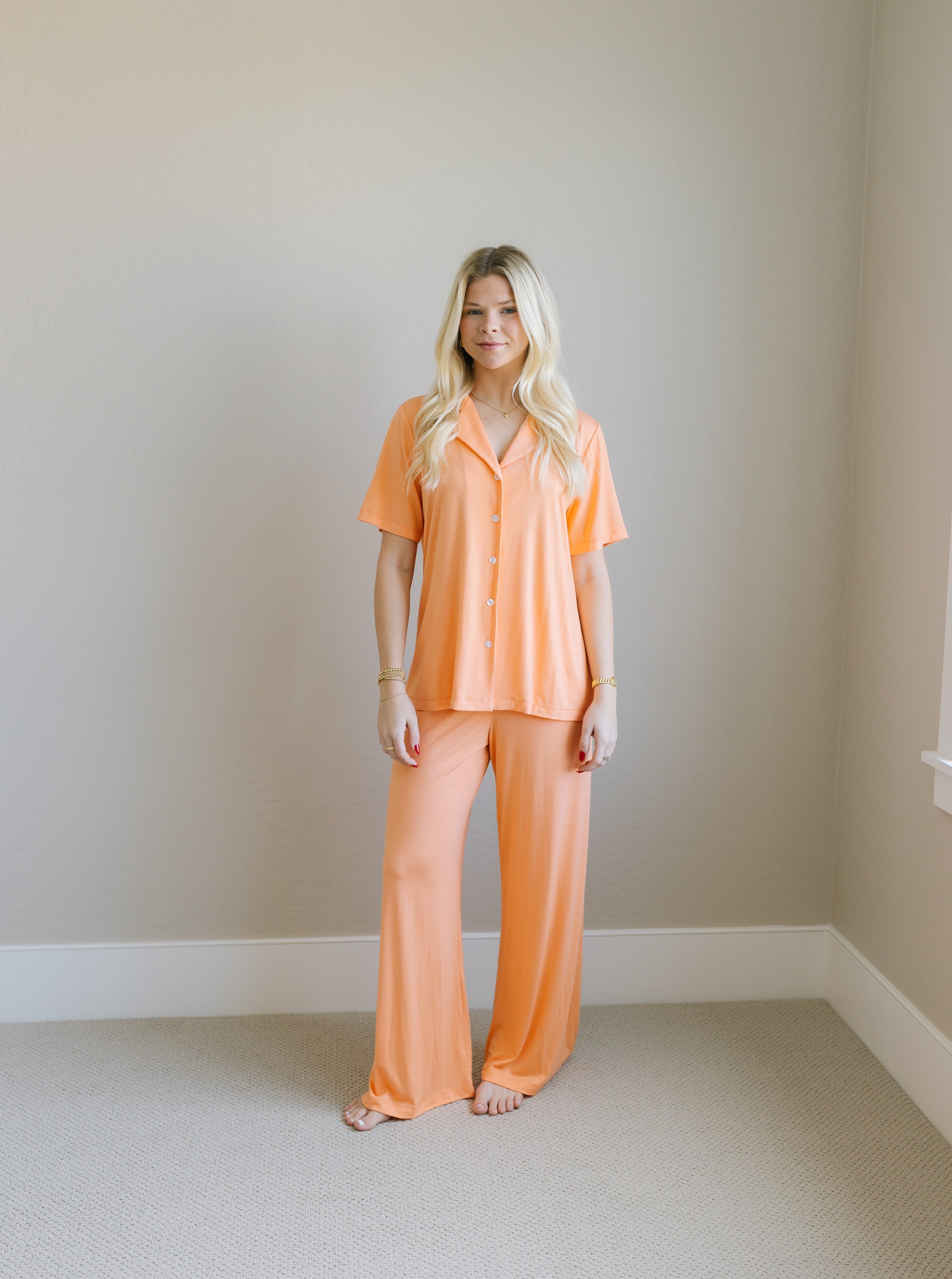 apricot / pajama long set / short sleeve – Goosebumps Shop