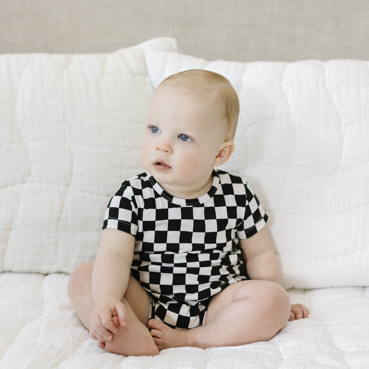 Toddler Baby Boy Checkerboard Print Romper