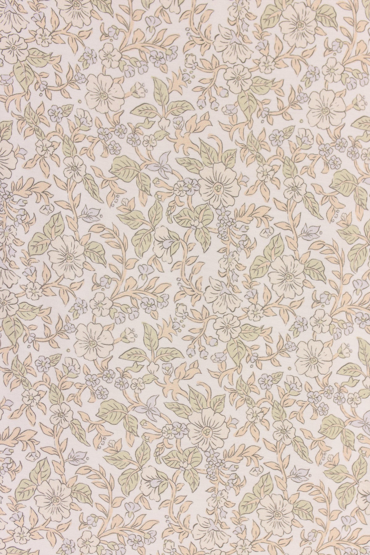 A seamless pattern featuring delicate, hand-drawn flowers and leaves in soft pastel shades of green, yellow, and beige on a light background—perfect for adding a gentle touch of elegance to the heirloom / swaddle.