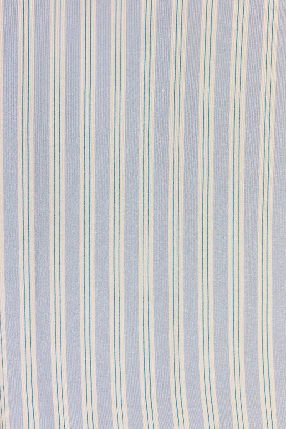 Light blue and white vertical stripes, accented with thin turquoise lines in a repeating pattern, create a soft and inviting look—ideal for the haven / swaddle baby blanket from the Sarah Sweeten collection.