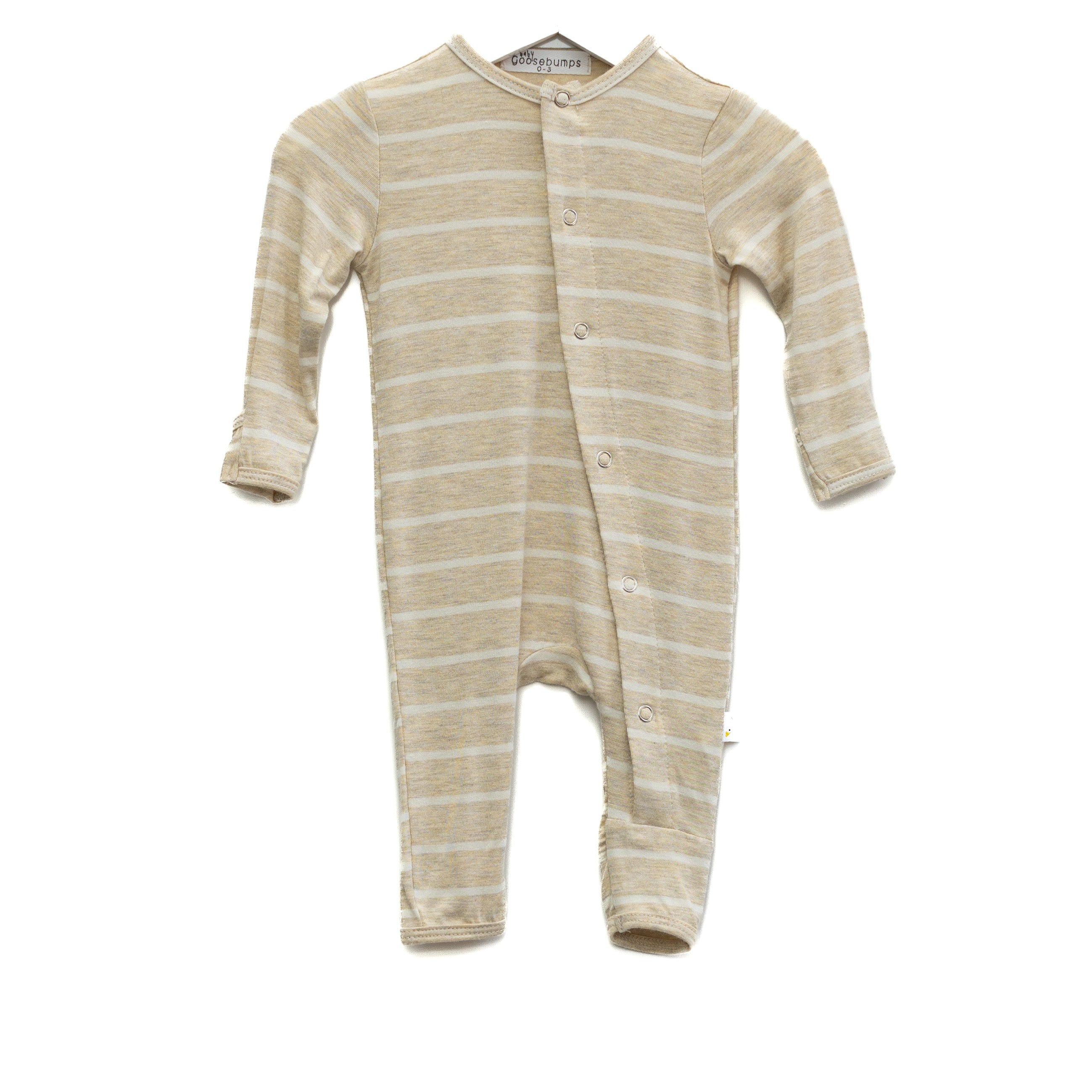 oatmeal stripe / one piece snap – Goosebumps Shop